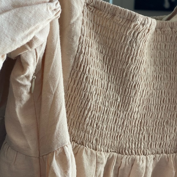 NWT O.P.T Beige River Puff Sleeve Pleated Maxi Dress - Picture 3 of 9